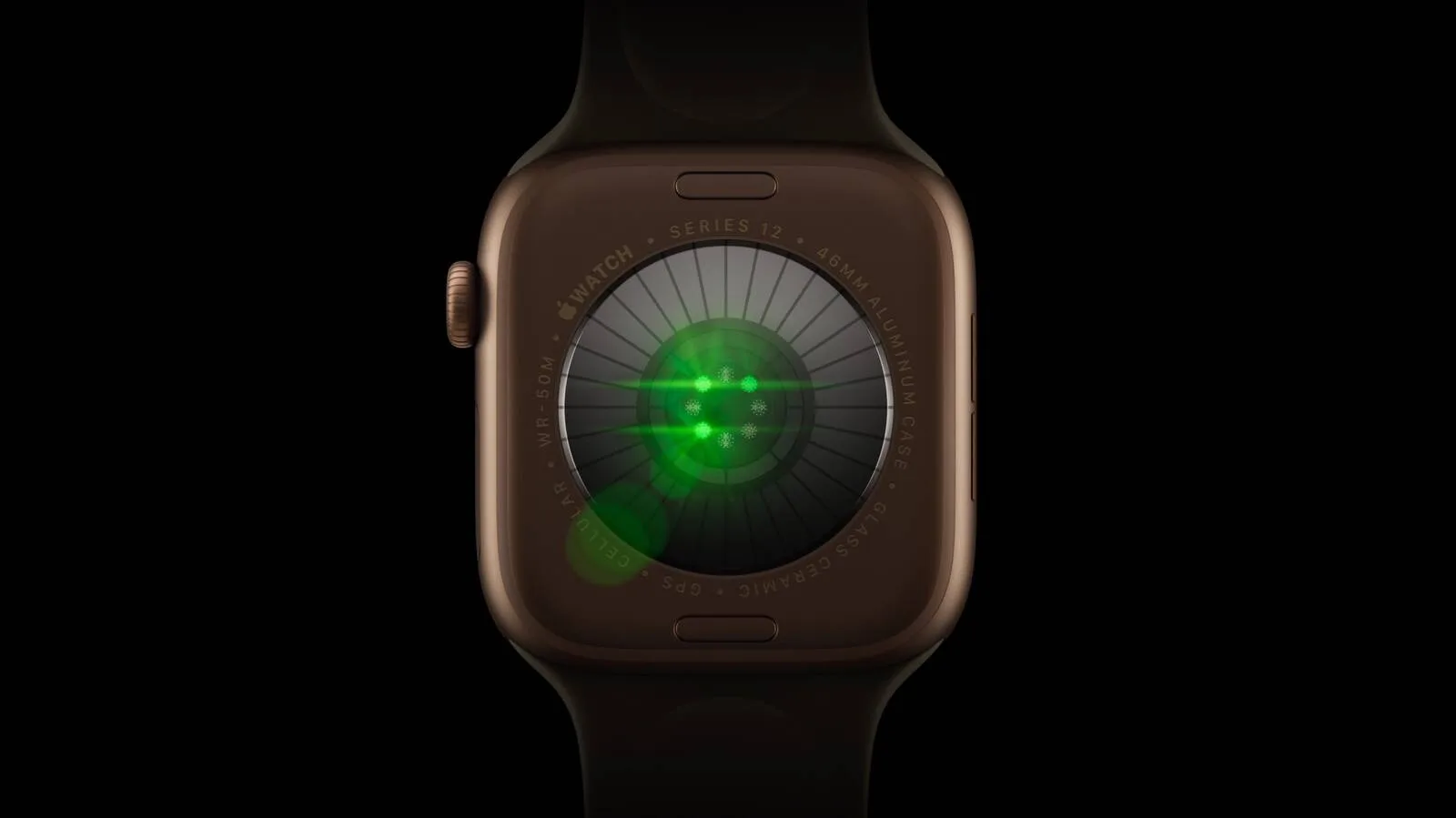 Задняя крышка Apple Watch Series 12: зелёные светодиоды и фотодиоды кольцом