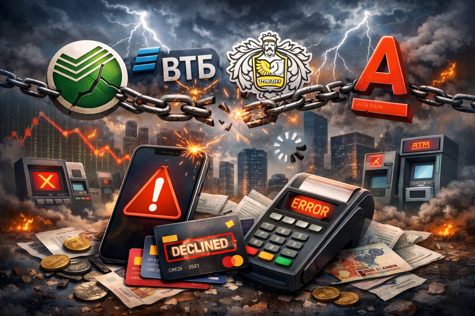 Сбой в работе банков: проблемы с Сбербанком и другими учреждениями в России